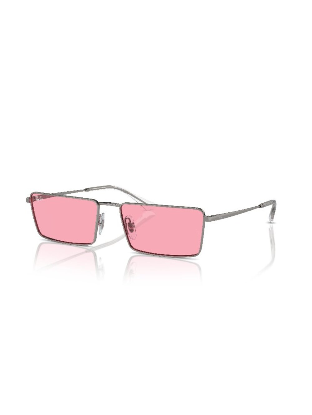New Ray-Ban Unisex Sunglasses Silver Square Pink Lens Metal Frame Ray Ban RB3741